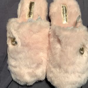 Michael Kors faux fur slippers Pink size 10 BNIB